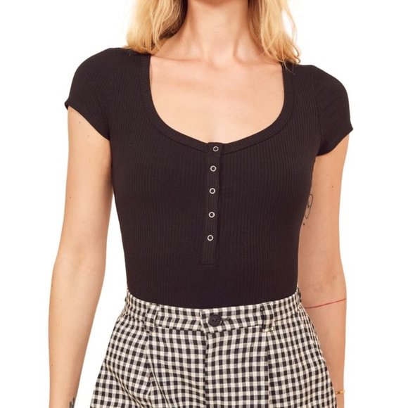 Reformation Rawson Body Suit in black - Picture 2 of 10